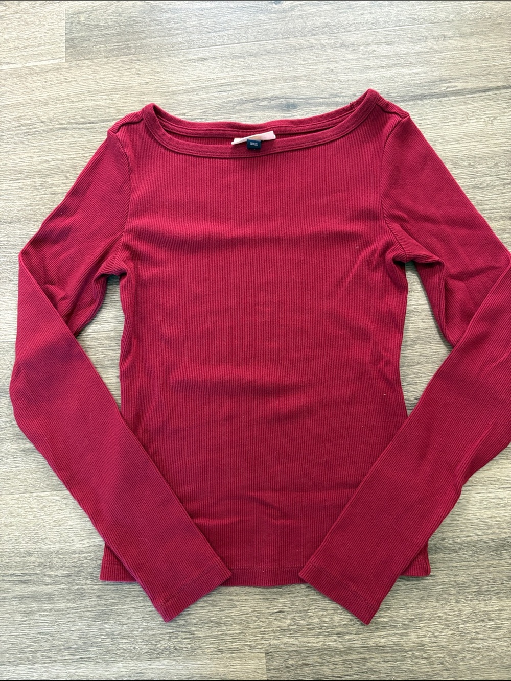 Universal Thread Long Sleeve Ribbed Top - Red